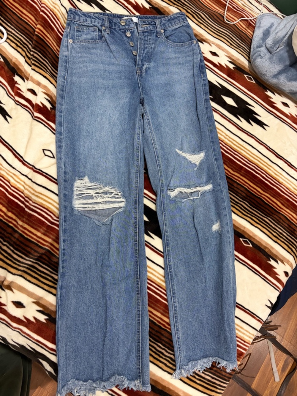 Forever 21 Light Blue Distressed Wide-Leg Jeans women’s size 25